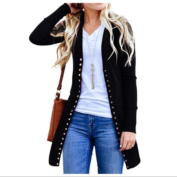 ✨LAST ONE ✨Black longline snap closure cardigan - Picture 4 of 5